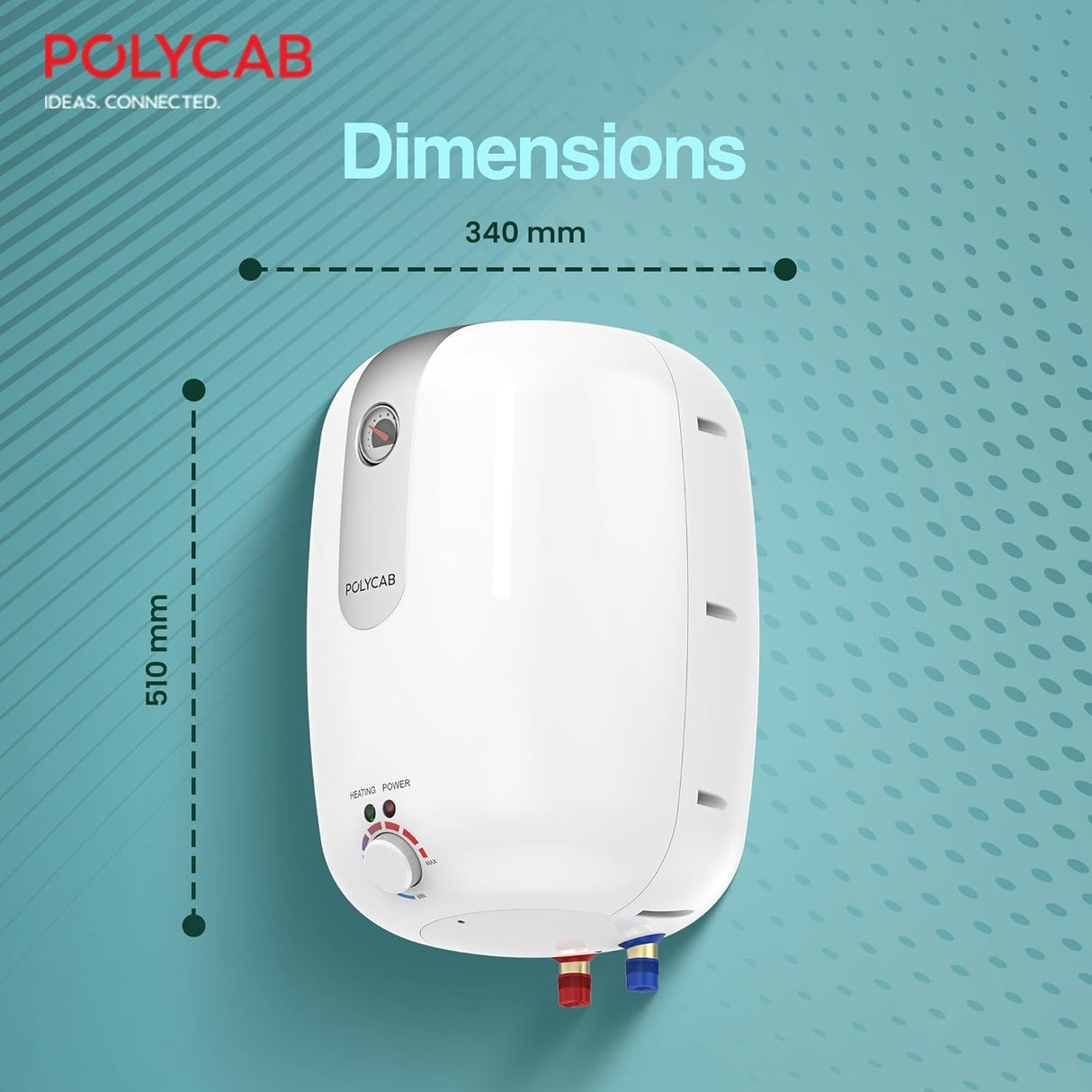 Polycab Elanza DLX 10 Litre Glasslined Storage Water Heater (White) Free Installation