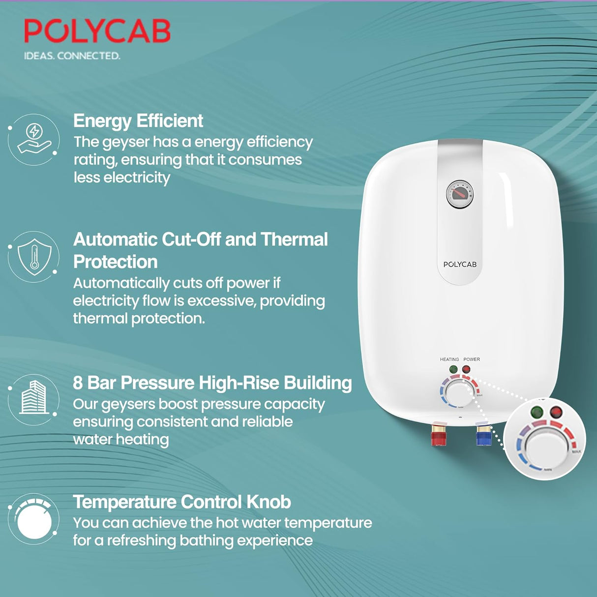 Polycab Elanza DLX 25L Glasslined Storage Water Heater