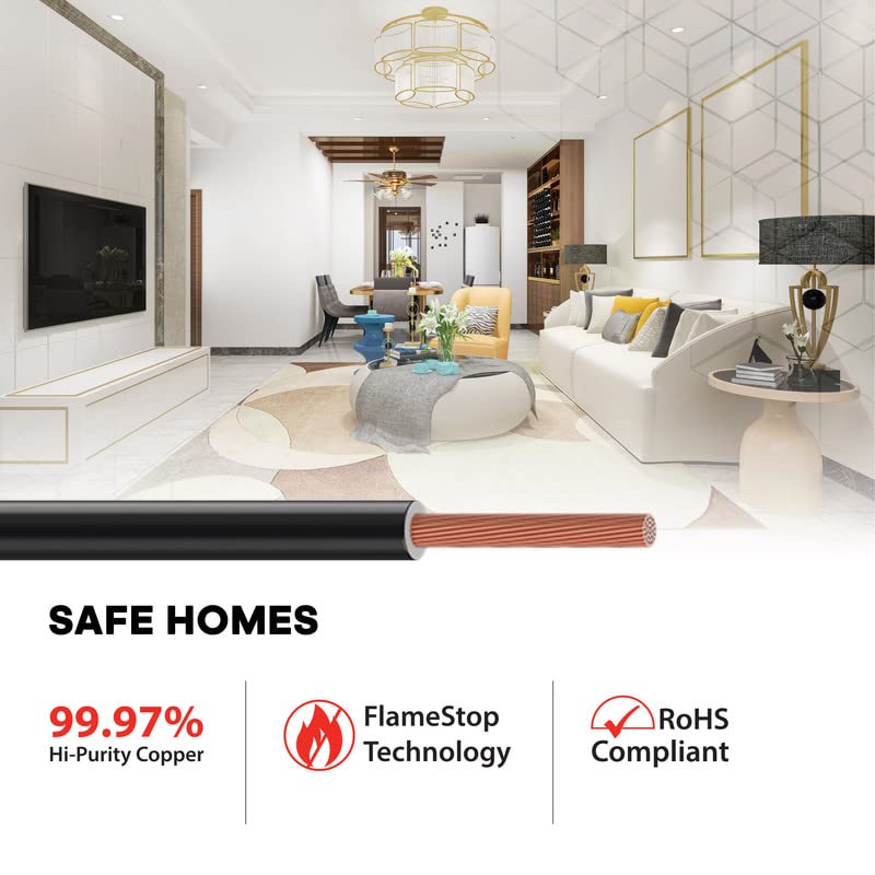 Polycab Etira PVC Insulated Copper 6 SQMM 90m House wire - Black