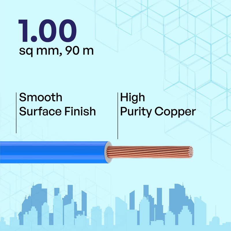 Polycab Etira PVC Insulated Copper 1 SQMM 90m House wire - Blue