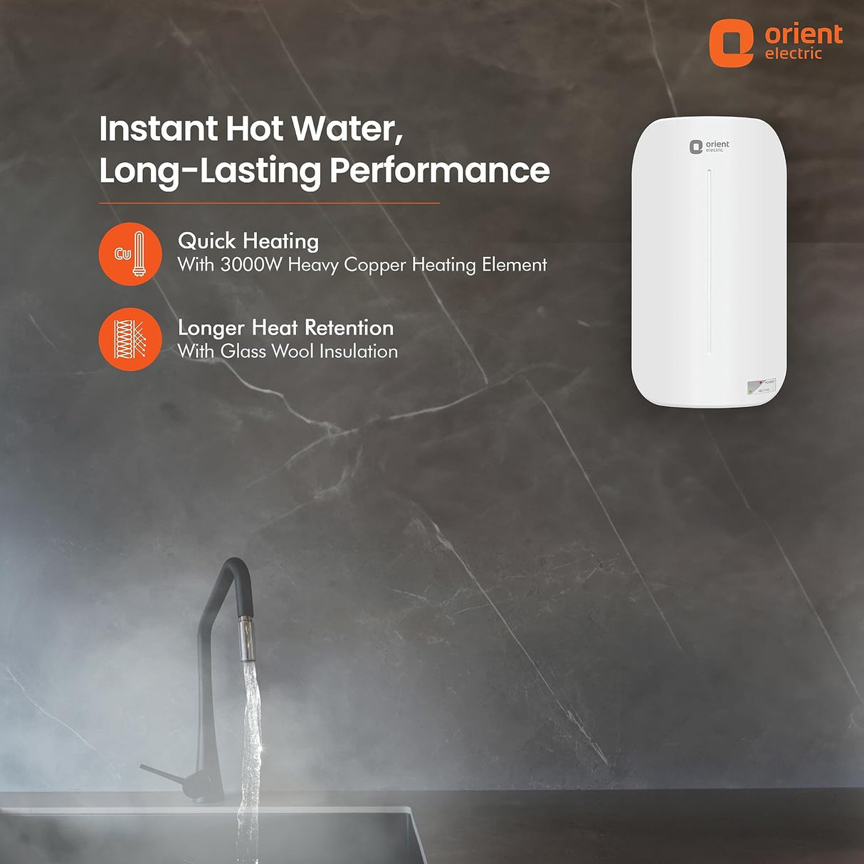Orient Electric Eva 3 Litre Instant Water Heater Geyser (White)