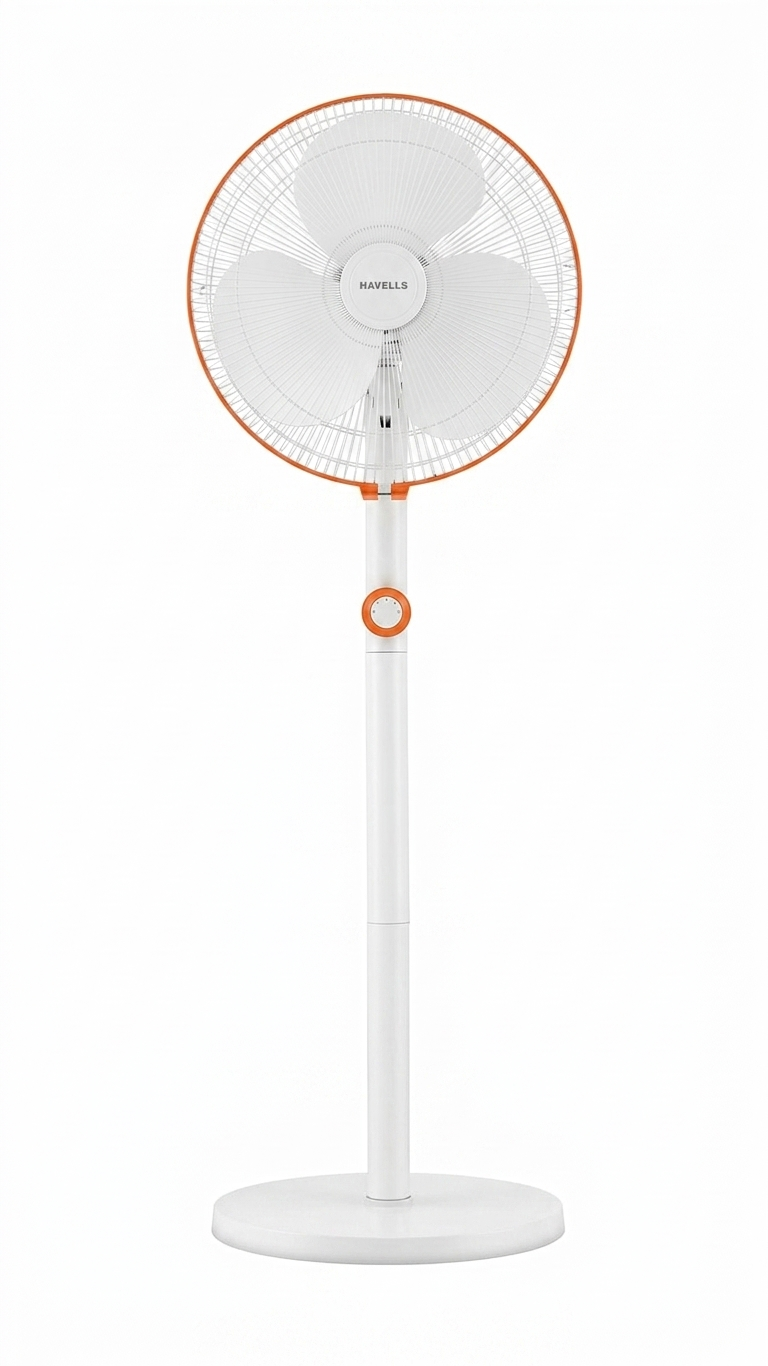 Havells Celeste 2-in-1 Pedestal-Cum-Table Fan, 400mm (White Orange)