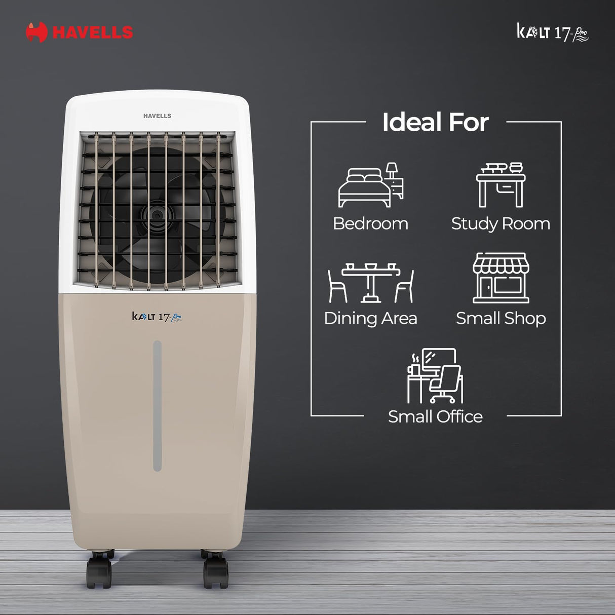 Havells Kalt Pro 17 Litre Personal Air Cooler | Champagne Gold