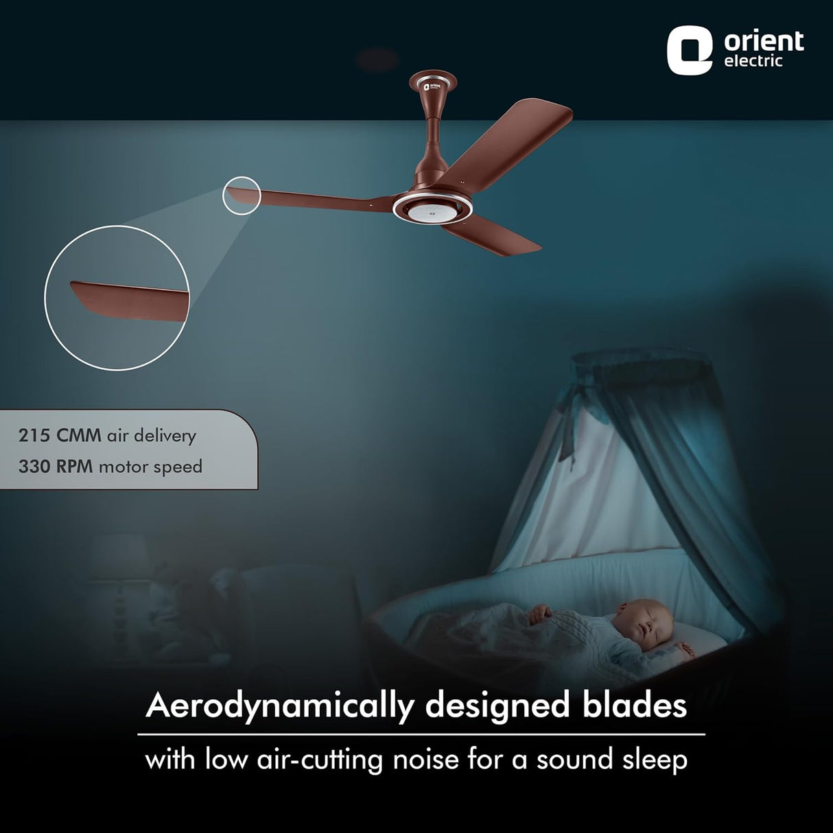 Orient Electric I-Float iOT 1200mm BLDC Ceiling Fan (Lakeside Brown)