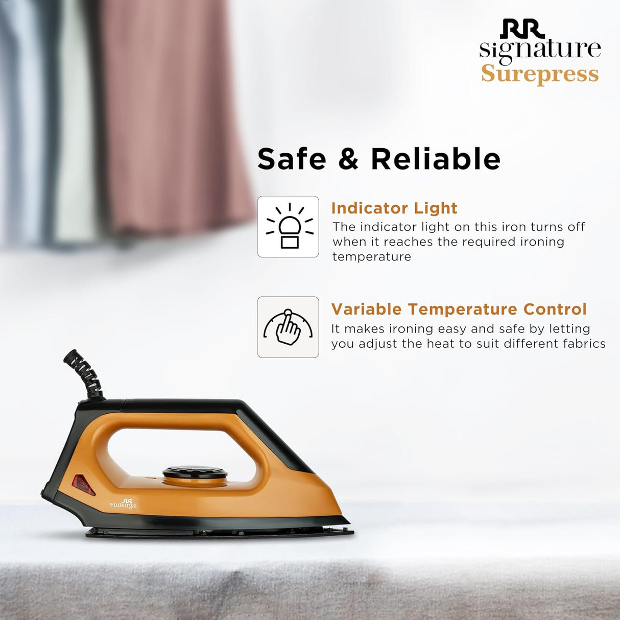RR Signature Surepress 1000-Watt Dry Iron (Orange & Black)