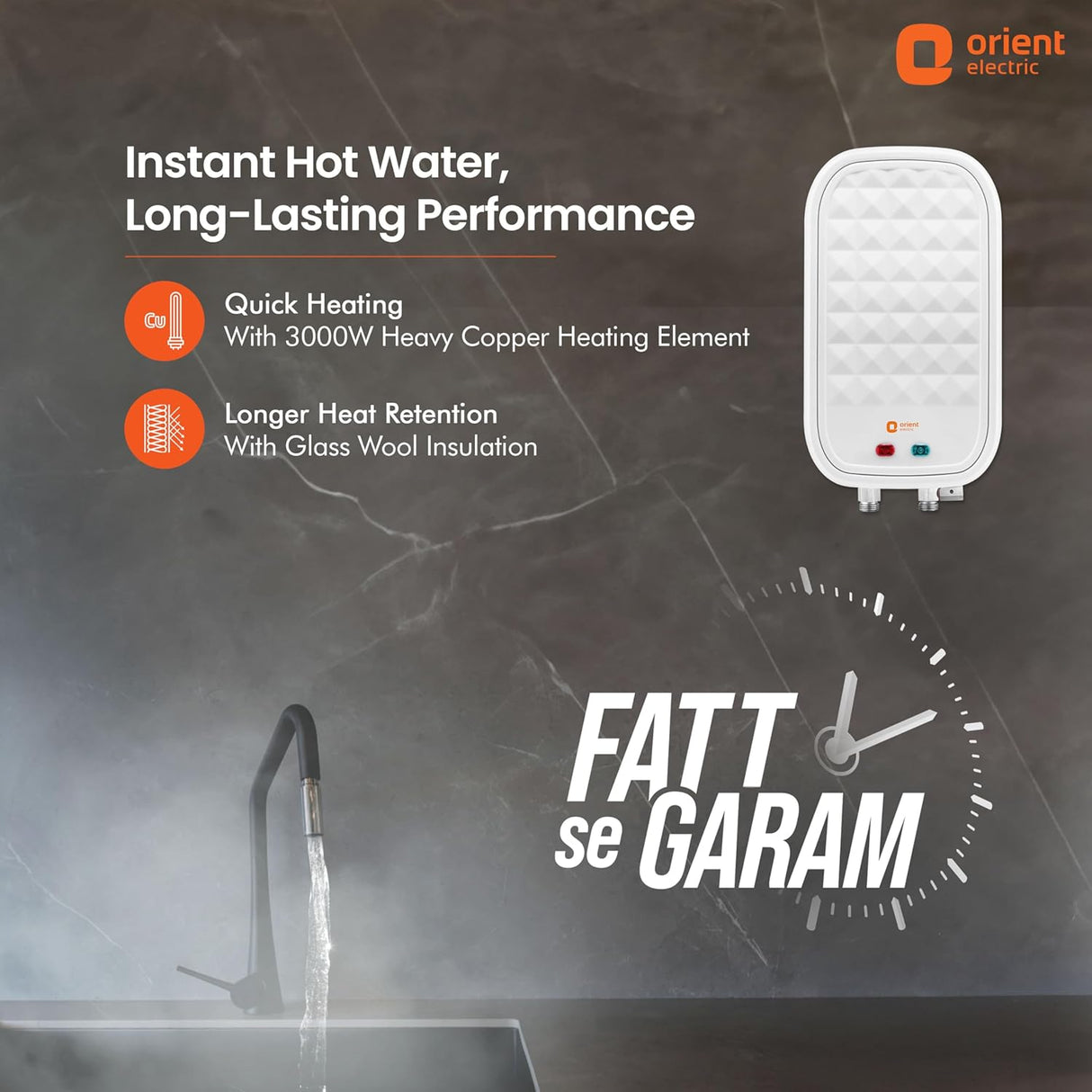 Orient Electric Revatto 3 Litre Instant Water Heater Geyser (White)