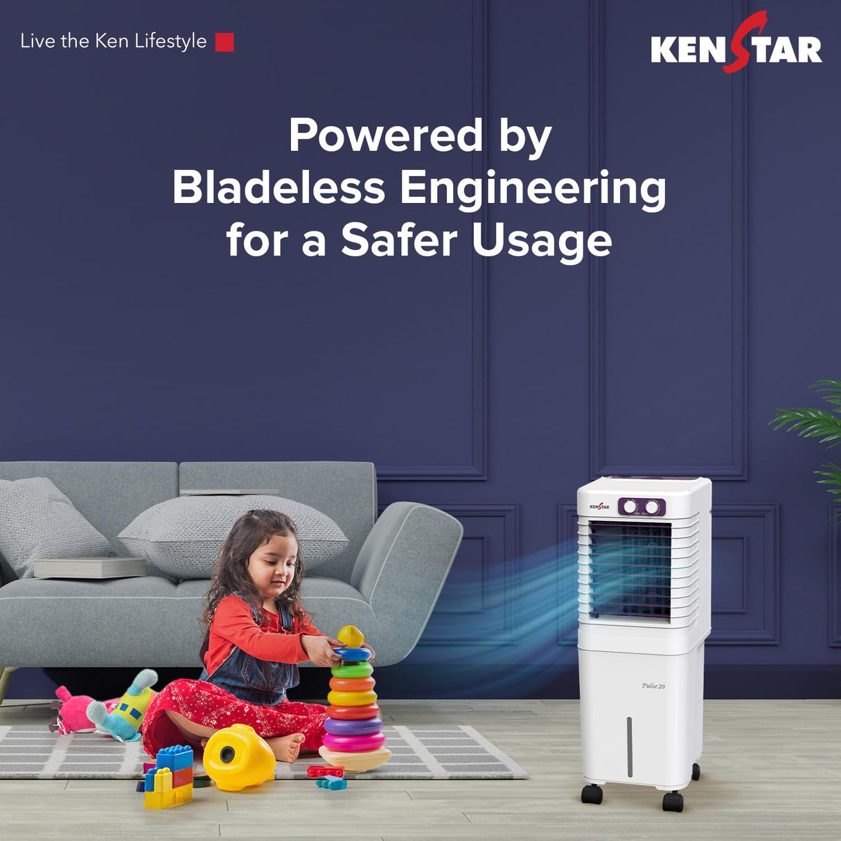 Kenstar Pulse HC 20 Litre Portable Personal Air Cooler | White & Purple