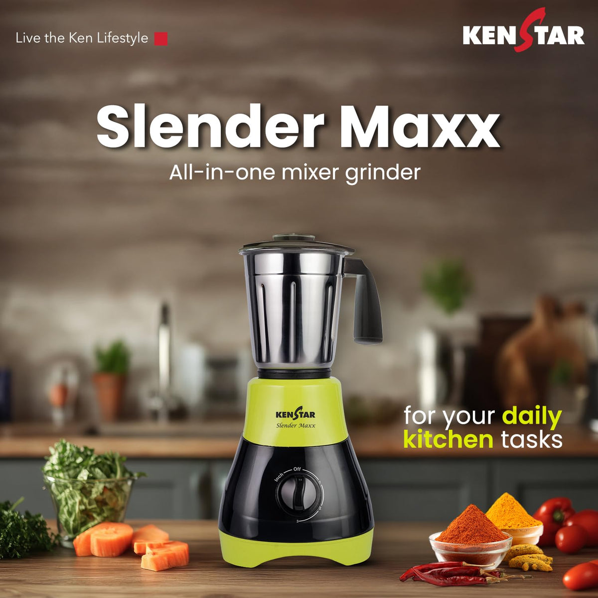 Slender maxx has all in one mixer grinder for your daily kitchen tasks.