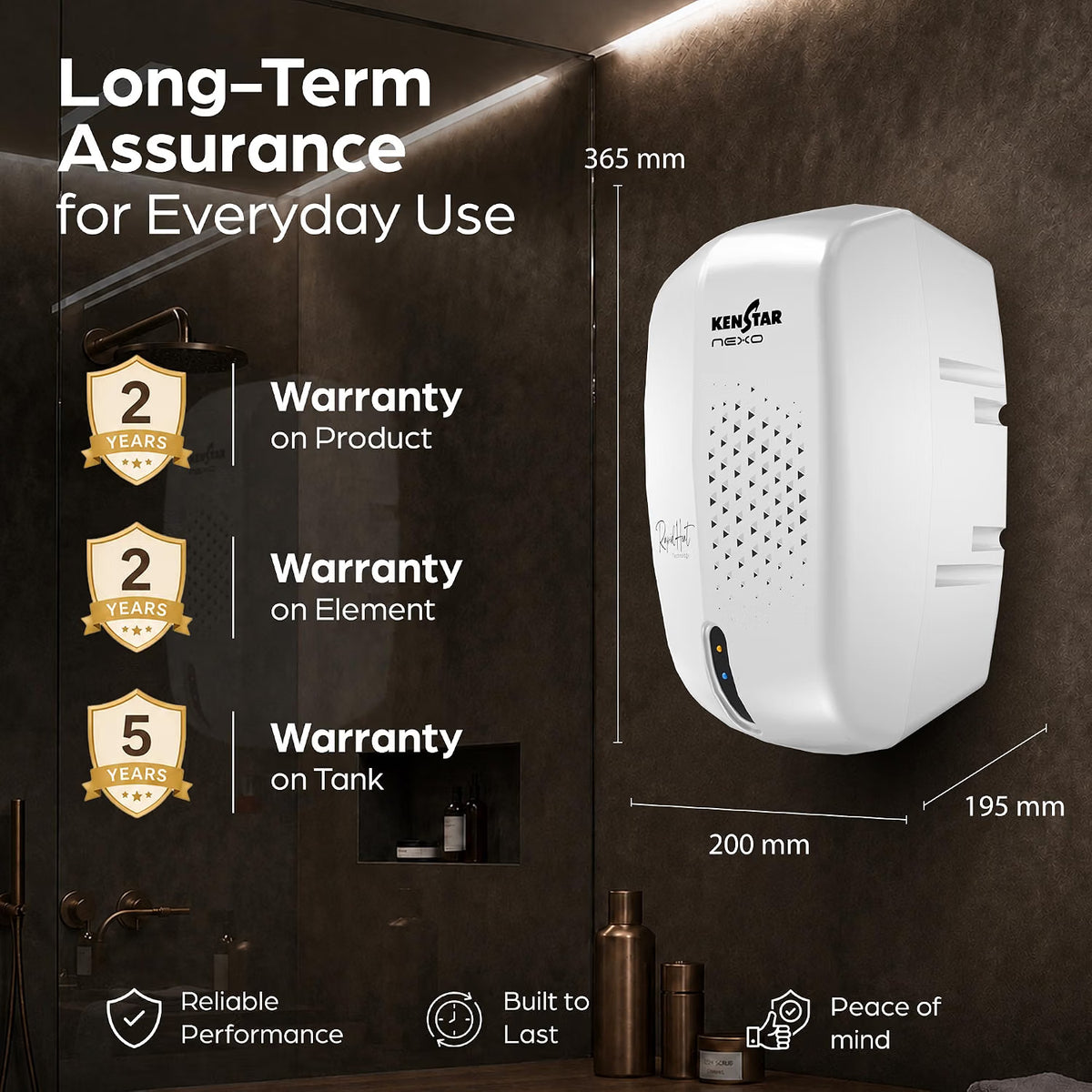 This geyser has 2 Years warranty on product , 2 years Warranty on element and 5 years warranty on tank