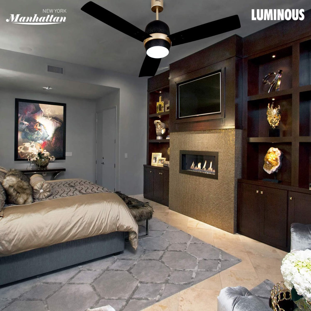 Thes picture depects that fan is places in the royal room which gives a rich ambience to your home