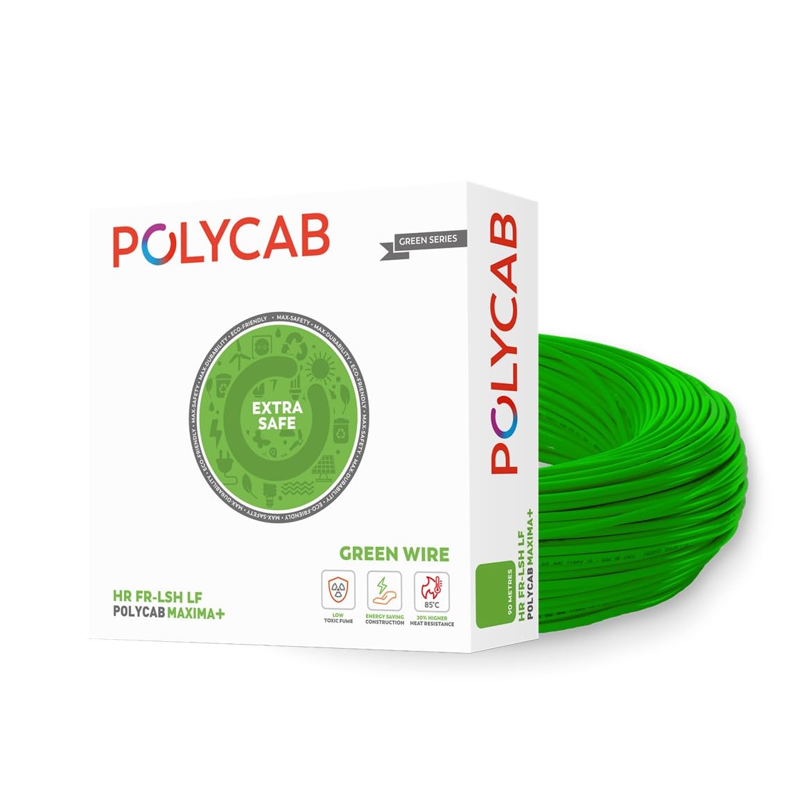Polycab Maxima Plus Green Wire Copper Cable Electric Wire (Black, 90m, 1.5sqmm)