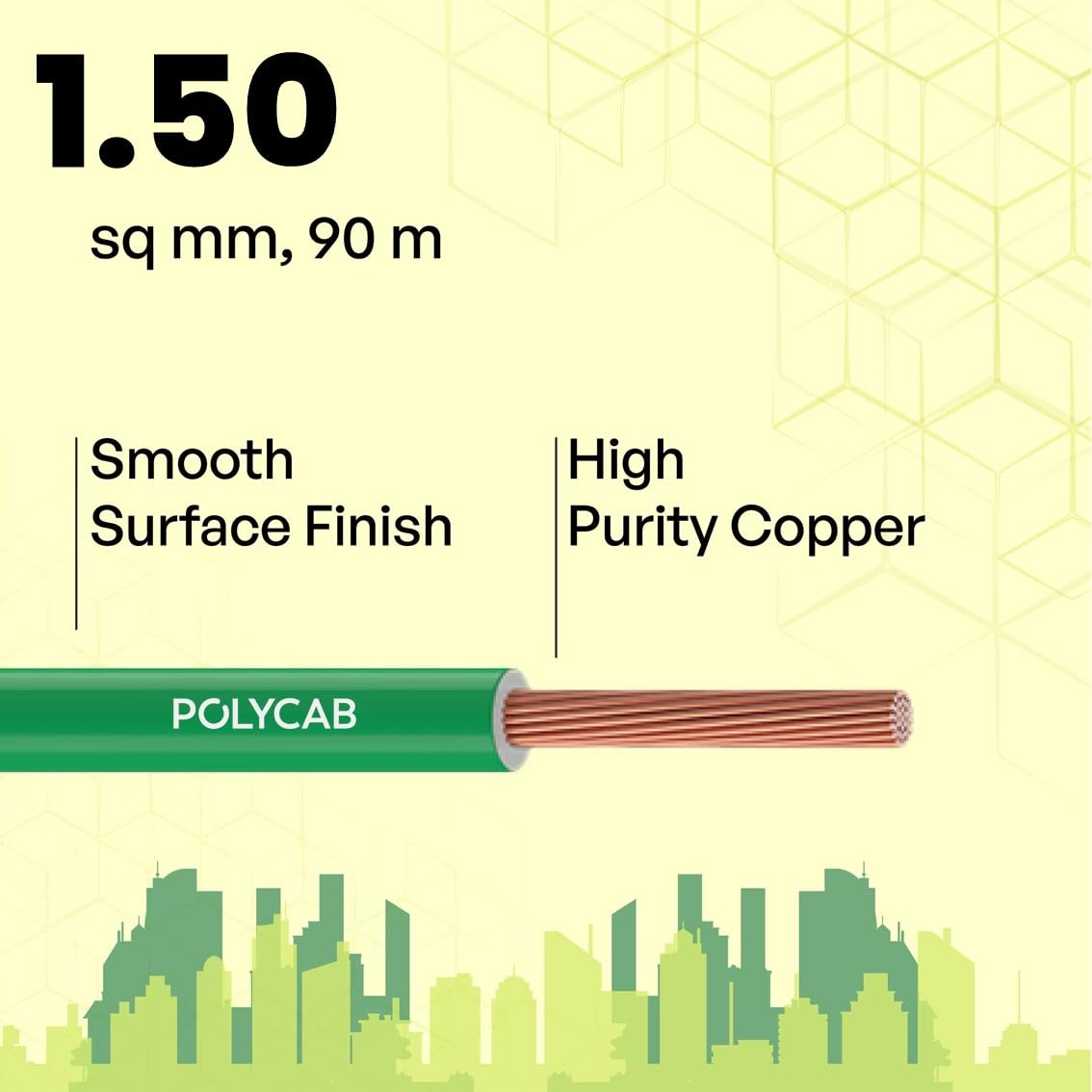 Polycab Maxima Plus Green Wire Copper Cable Electric Wire (Black, 90m, 1.5sqmm)