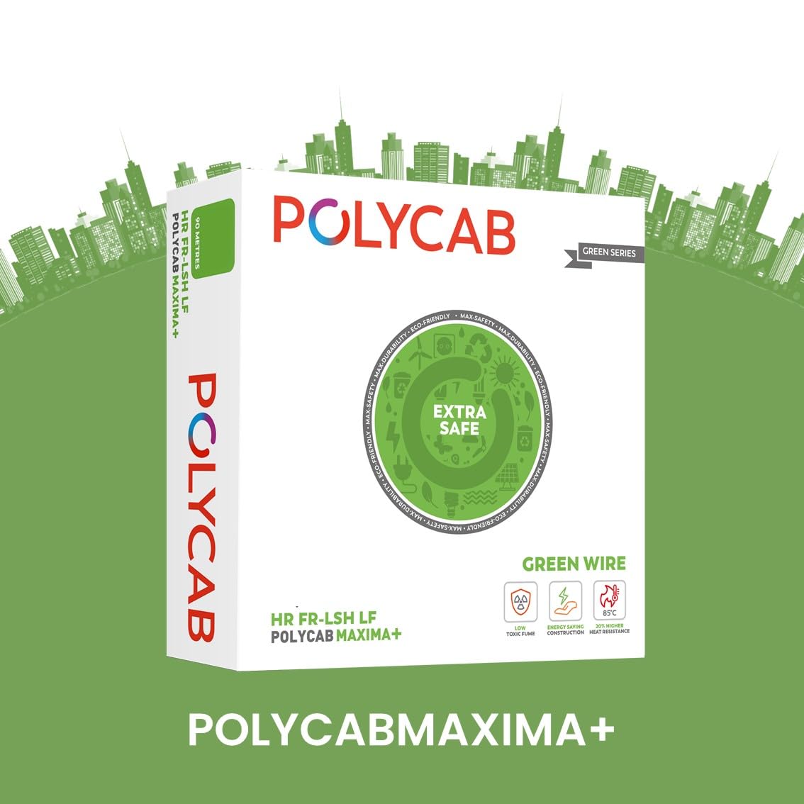 Polycab Maxima Plus Green Wire Copper Cable Electric Wire (Black, 90m, 1.5sqmm)