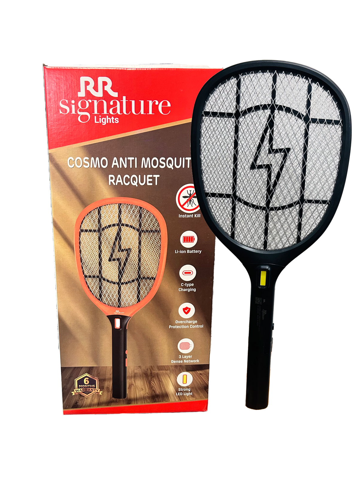 RR Signature Cosmo Anti Mosquito Racquet | Rechargeable Insect Killer Bat with LED Light