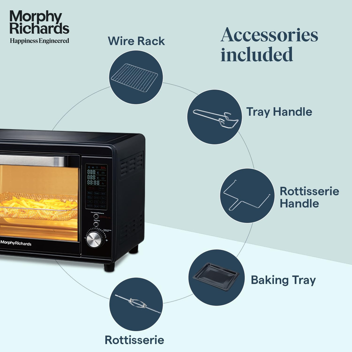 Morphy Richards 29RCAD 29 Litre Digital Oven Toaster Grill (OTG) with In-Built Air Fryer & Dehydrator, Rotisserie, Convection (Deep Blue)