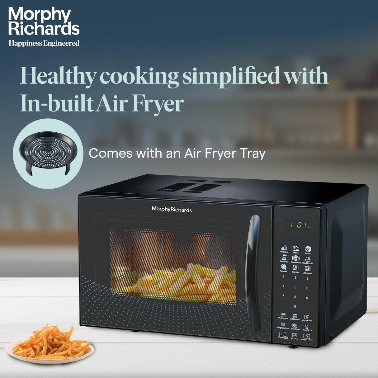 Morphy Richards Air 23CGAD Convection Microwave Oven with in-Built Air Fryer & Dehydrator| 23-Litre Black
