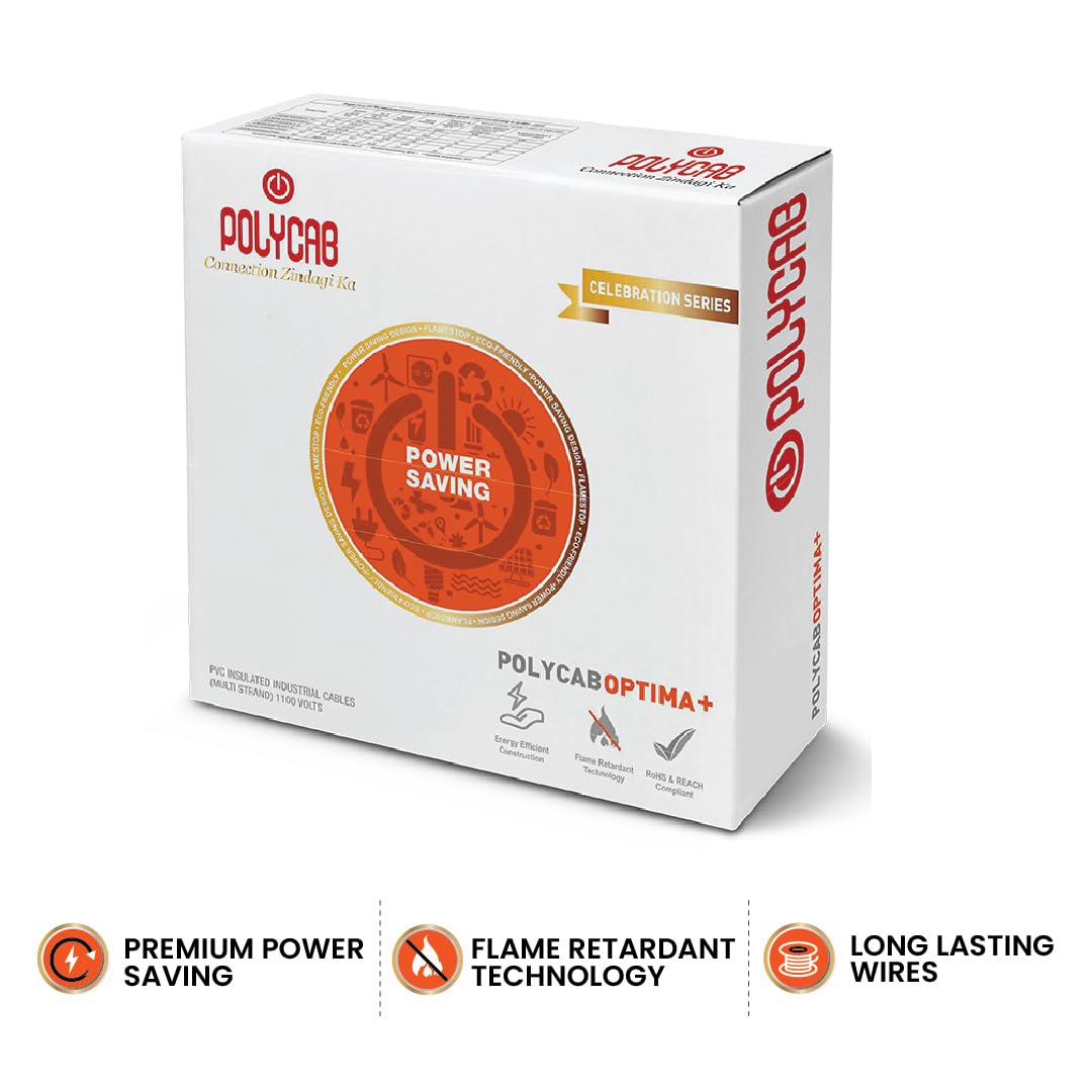 Polycab Optima+ cable packaging box on a white background