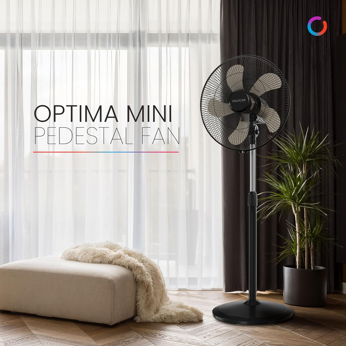 Polycab Optima Mini 400mm Oscillating Pedestal Fan 【Black】
