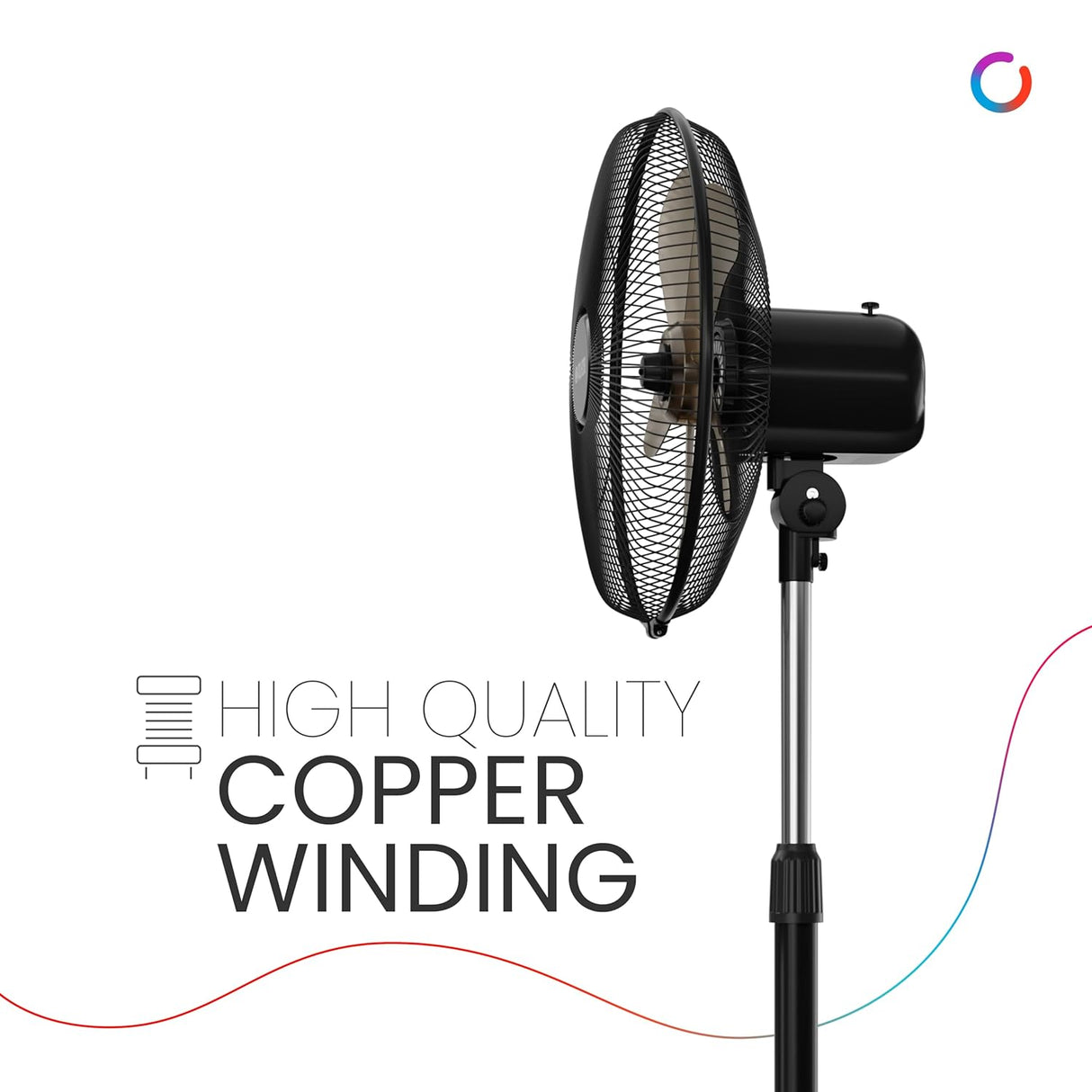 Polycab Optima Mini 400mm Oscillating Pedestal Fan 【Black】