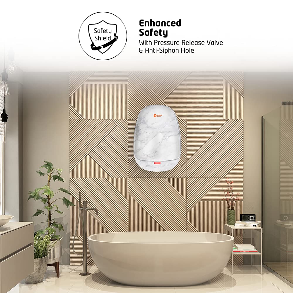 Orient Electric Aura Neo Art 3 Litre Instant Water Heater (Marble White)