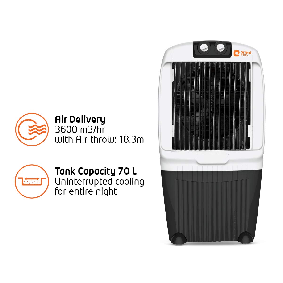 Orient Electric Ocean Air 70-Litre Desert Air Cooler (CD7001H, Black/White)