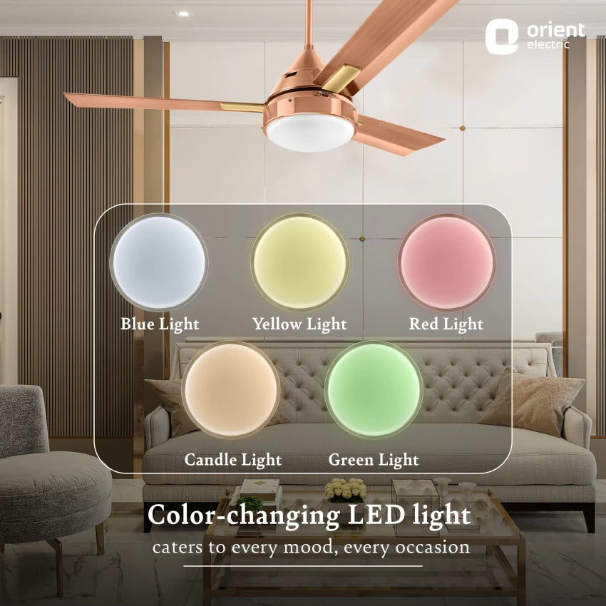 Orient Electric Ceiling fans has color changing led lights