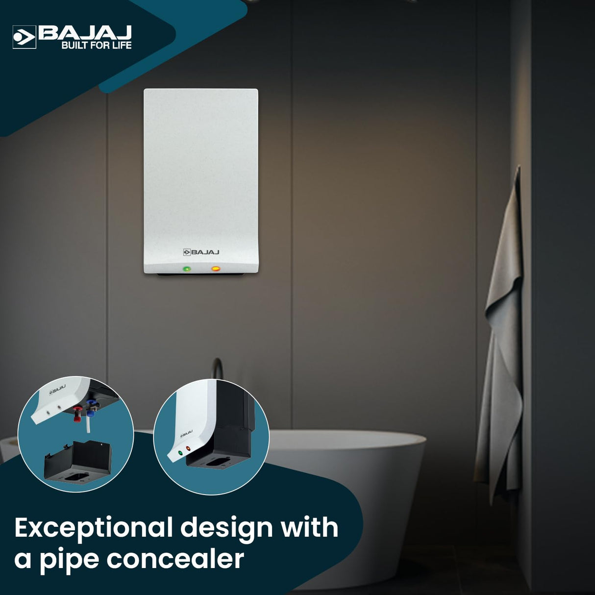 Bajaj Perfectto 3 Litre Instant Water Heater Geyser | Shock Resistance & Rust Proof Engineering Thermoplastic Body 【White】