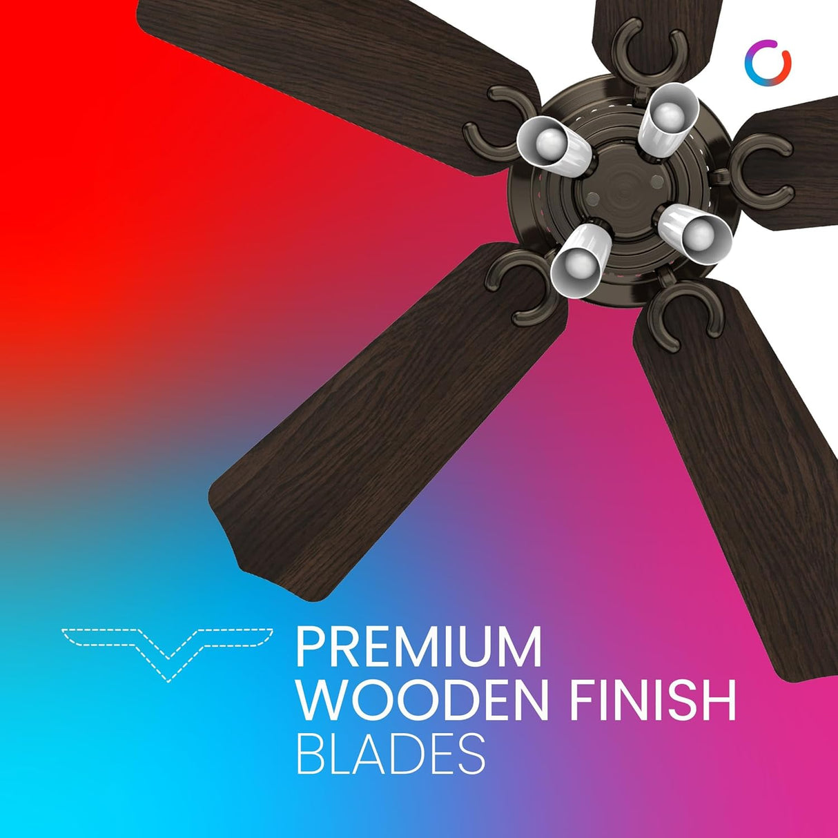 Polycab Poise BLDC 1200mm Premium Underlight Ceiling Fan (Nickel Black Darkwood)