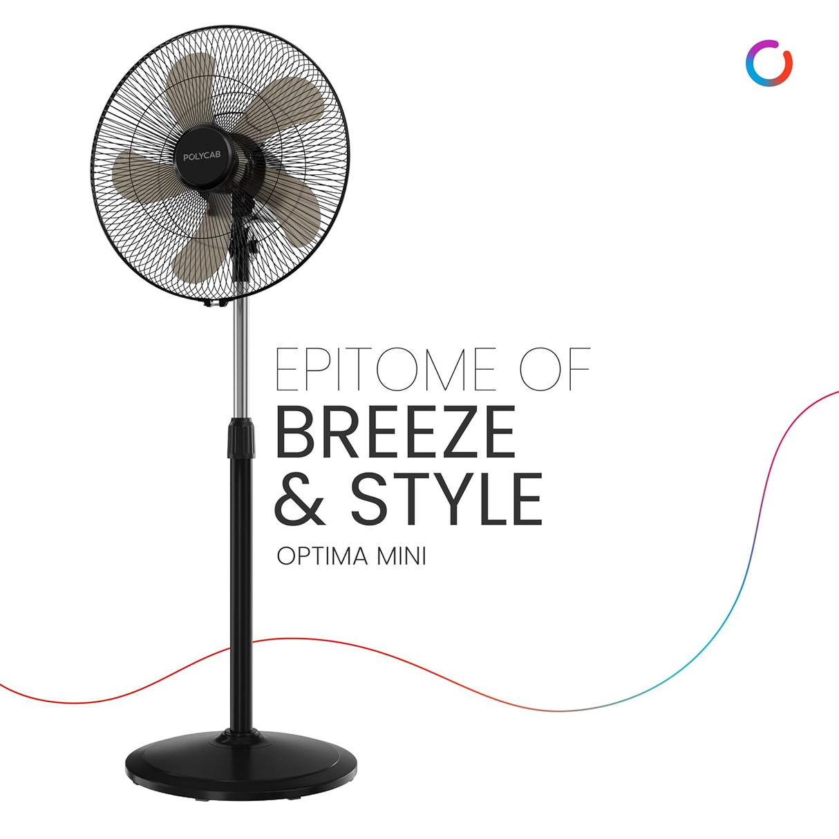 Polycab Optima Mini 400mm Oscillating Pedestal Fan 【Black】