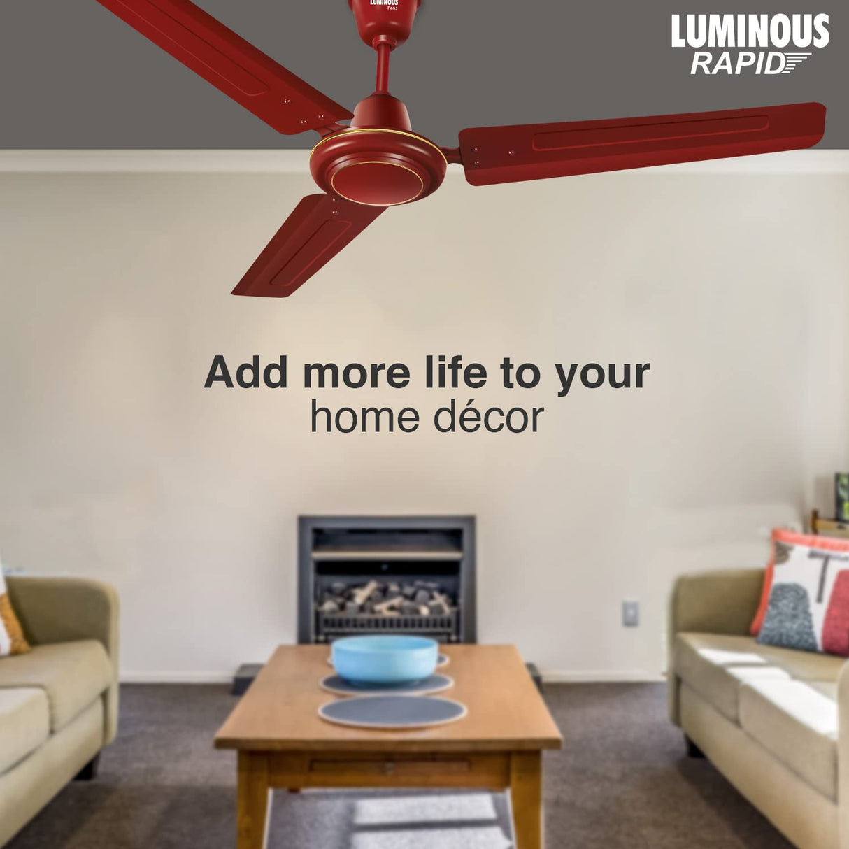 RR Signature Rapid 900mm Ceiling fan (Cherry Red)