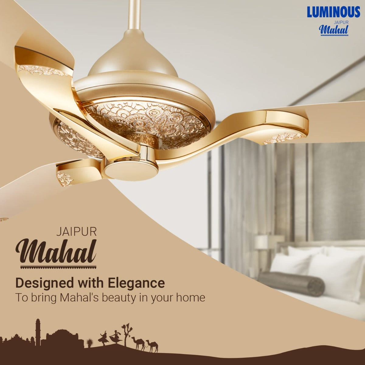 This RR Signature Ceiling fan has been designed beautiful with elegance to bring mahal's beauty in your home