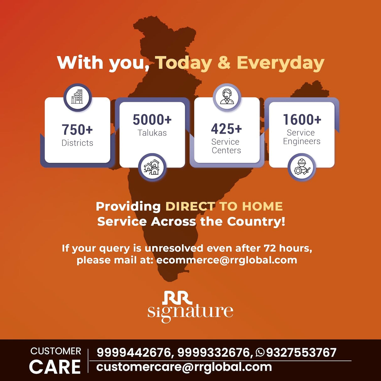 Call on RR signature Customer Care Number as its provide direct to home service across the country