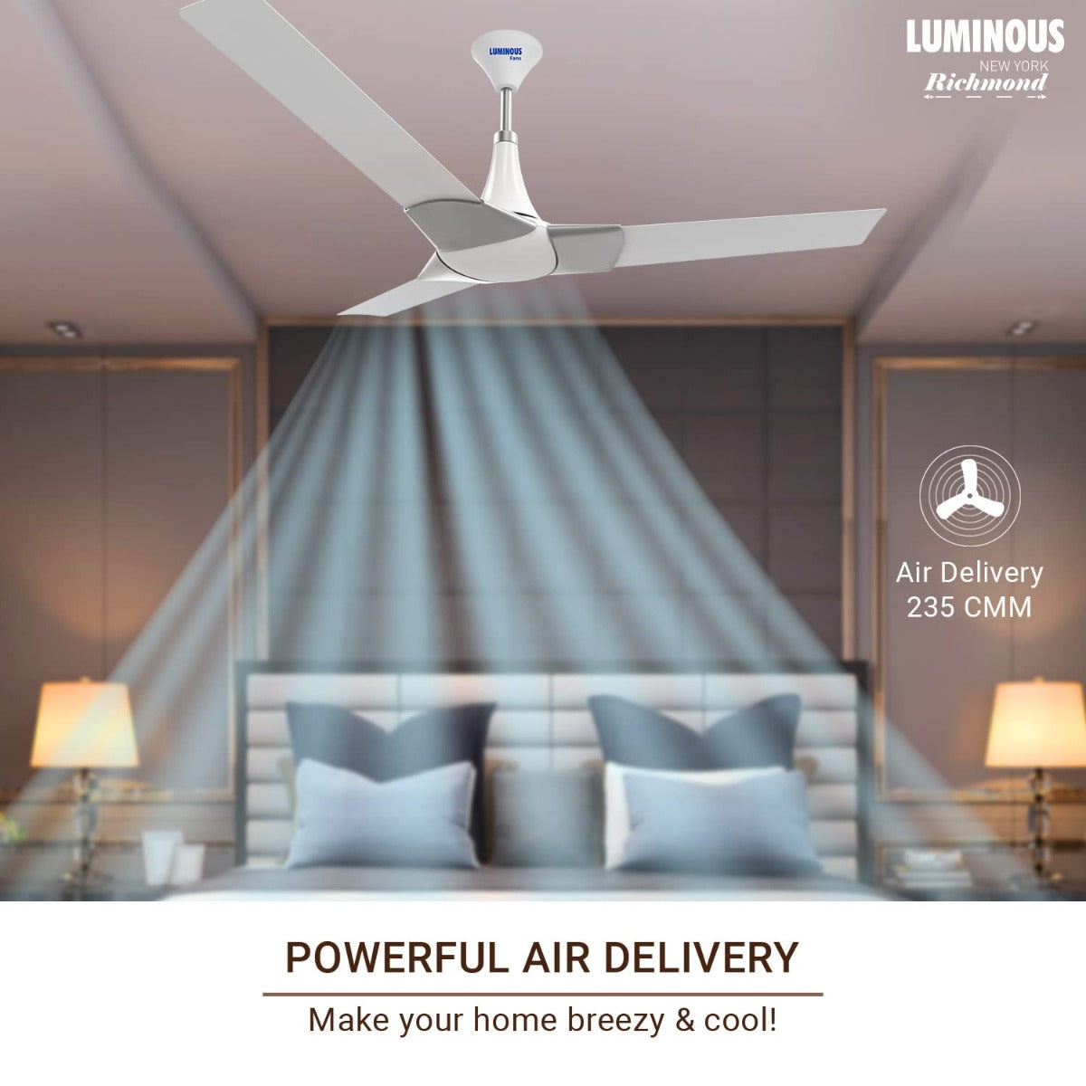 This RR Signature ceiling fans has powerful air delivery which makes your breezy and cool