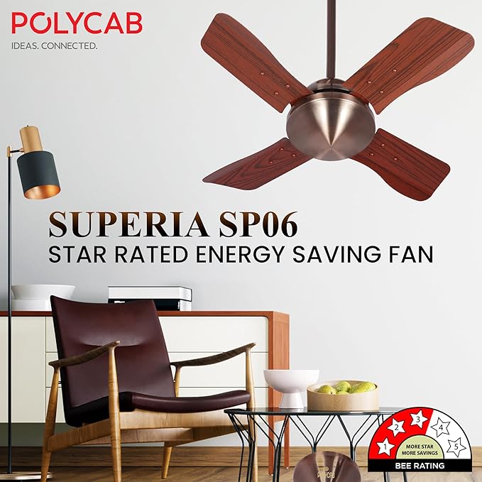 Polycab Superia SP06 600mm Decorative Ceiling fan (Antique Copper Rosewood)