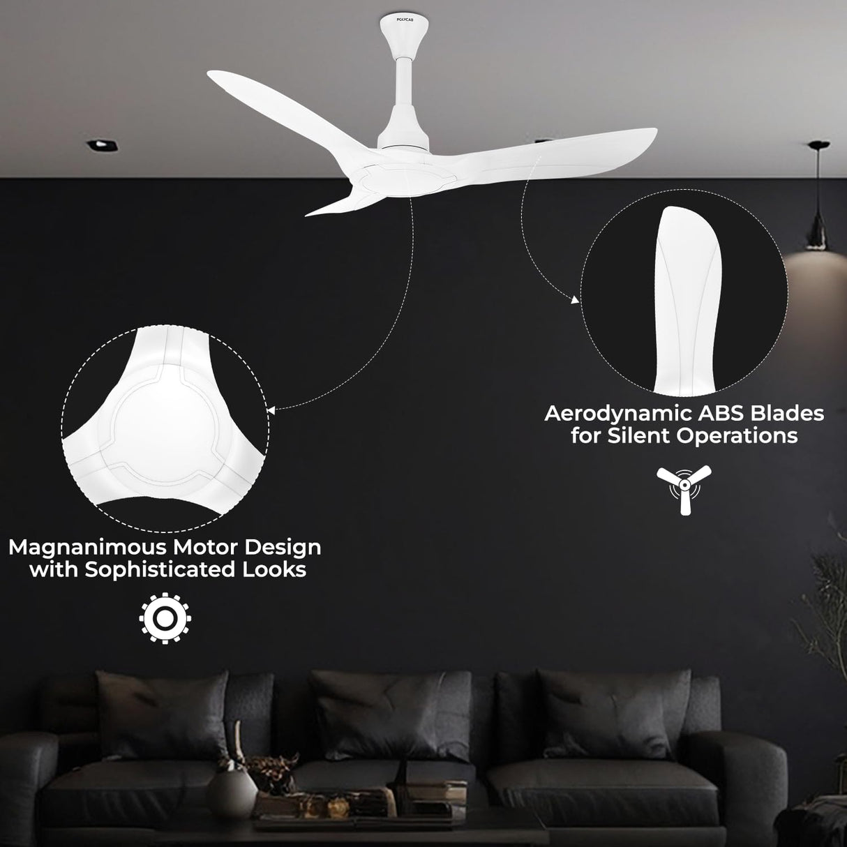 Polycab Silencio Cruiser Prime 1200mm Low Noise Ceiling fan【White】