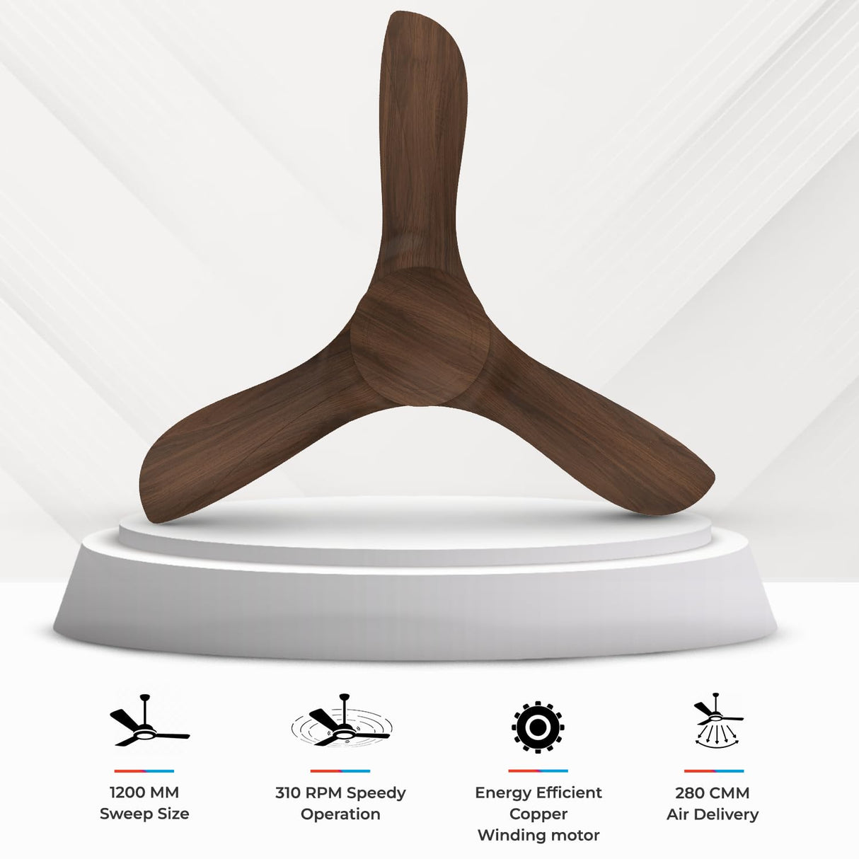 Polycab Silencio Cruiser Prime 1200mm Low Noise Ceiling fan【Walnut Wood】