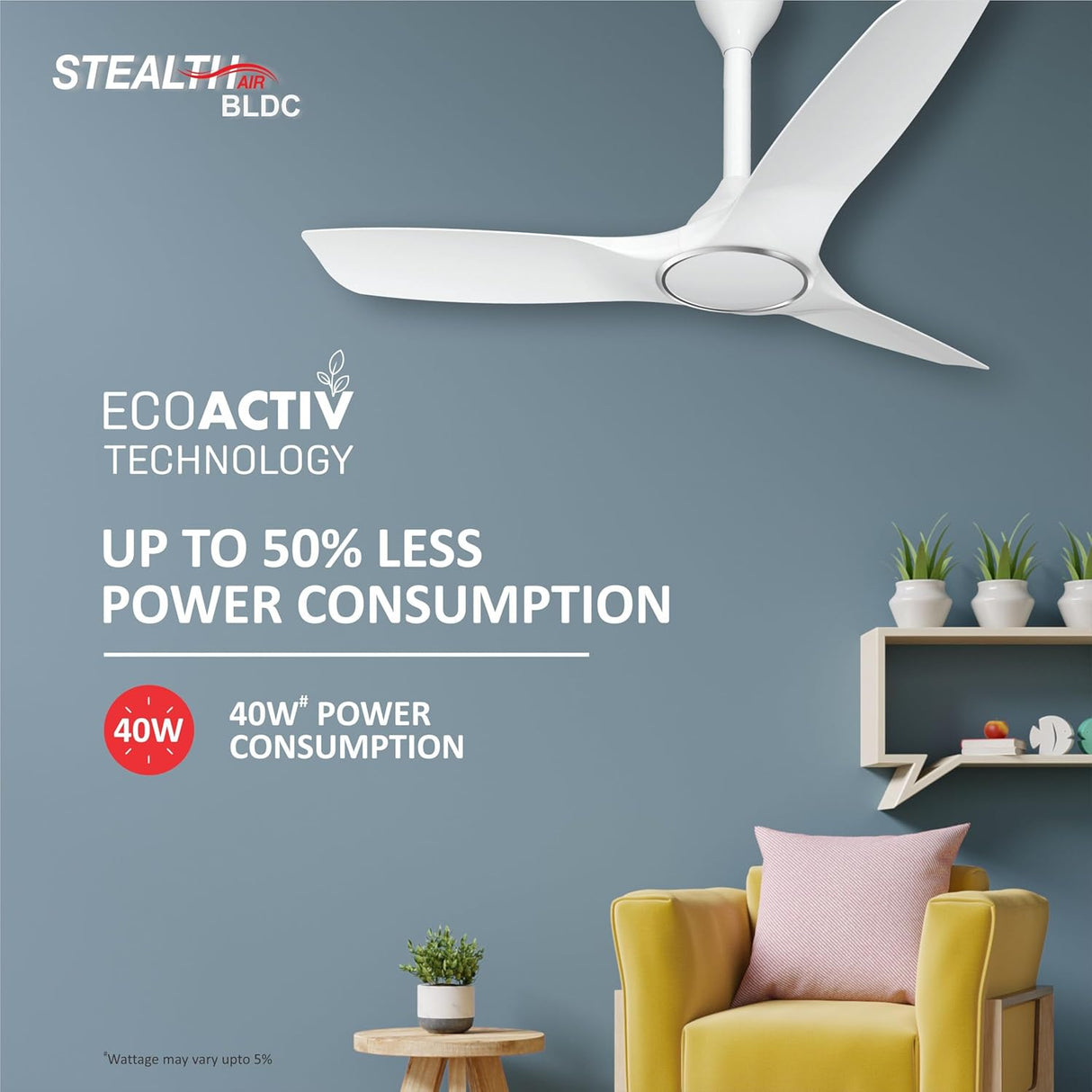 Havells Stealth Air BLDC 1200mm Ceiling Fan (Pearl White)