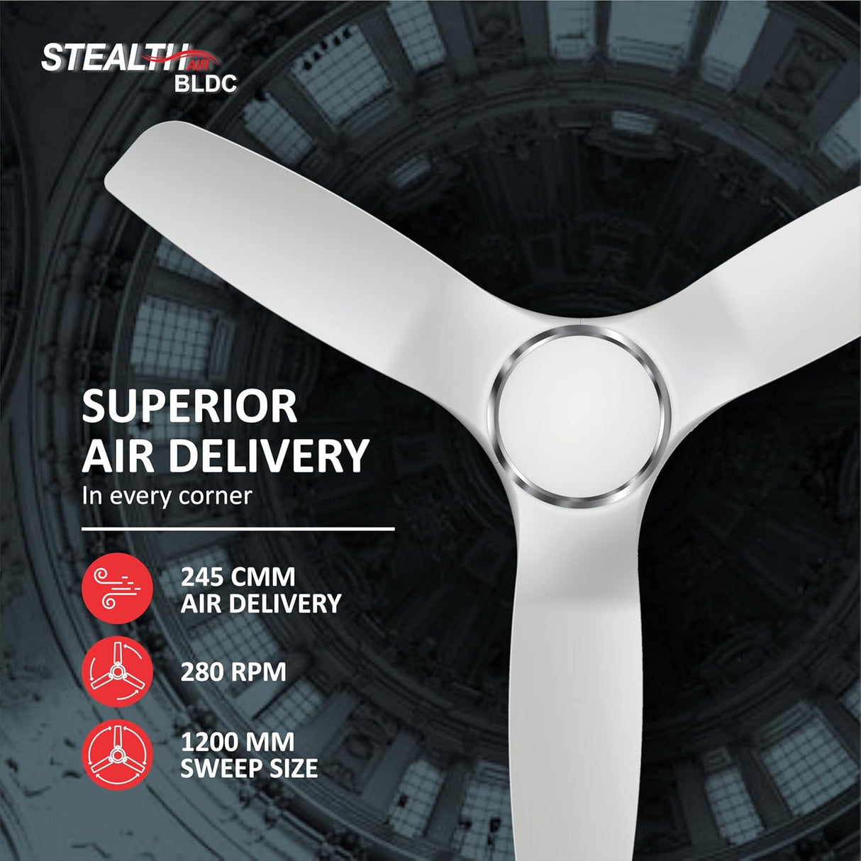 Havells Stealth Air BLDC 1200mm Ceiling Fan (Pearl White)