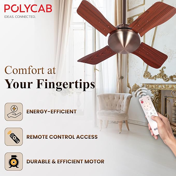 Polycab Superia SP06 600mm Decorative Ceiling fan (Antique Copper Rosewood)
