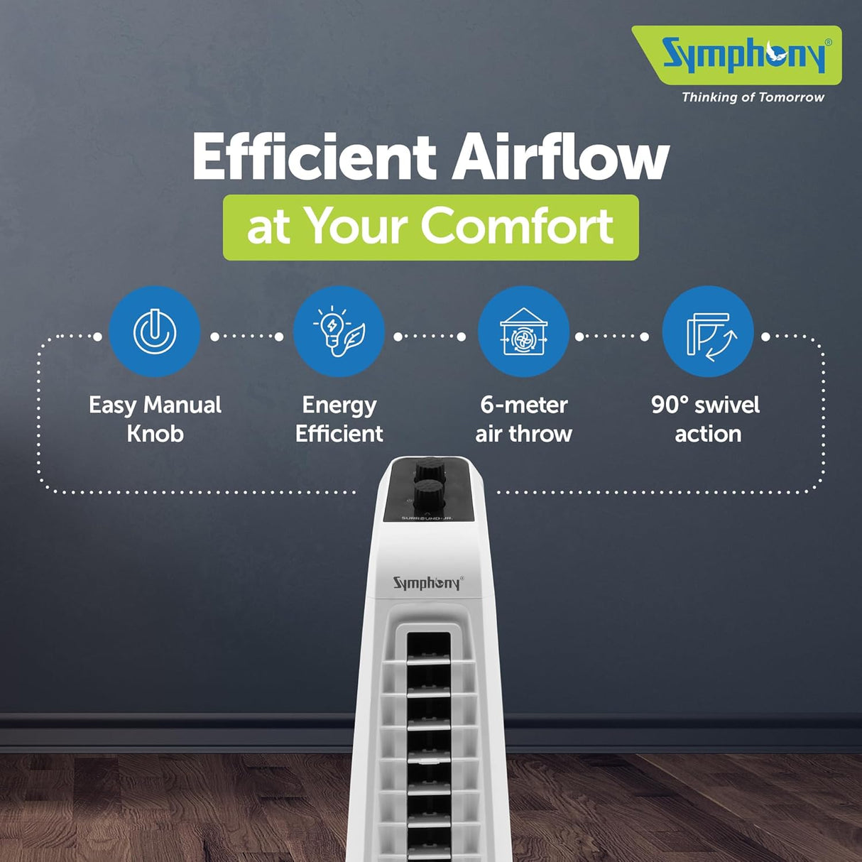 Symphony Surround Jr High Speed Tower Fan (white)