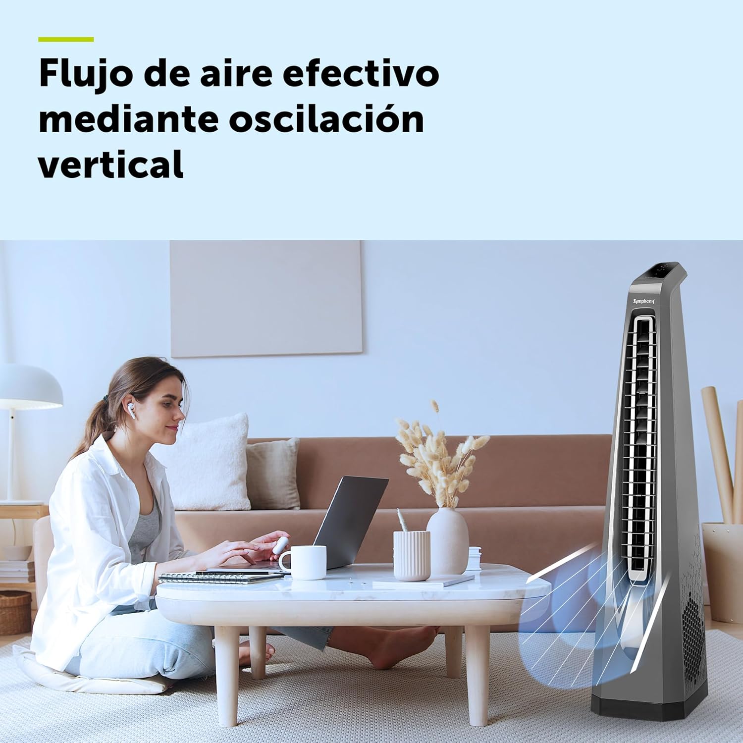 Symphony Surround-i High Speed Bladeless Tower Fan with Remote (Grey)
