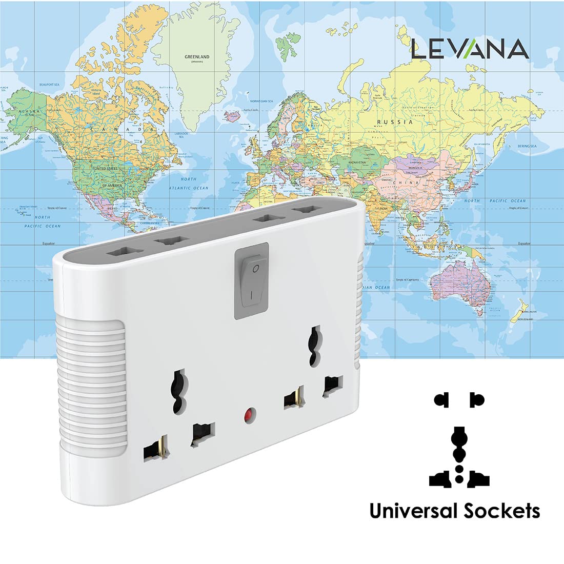 Polycab 4 Way Universal Multi-Plug with Surge Protection & Indicator | White and Grey