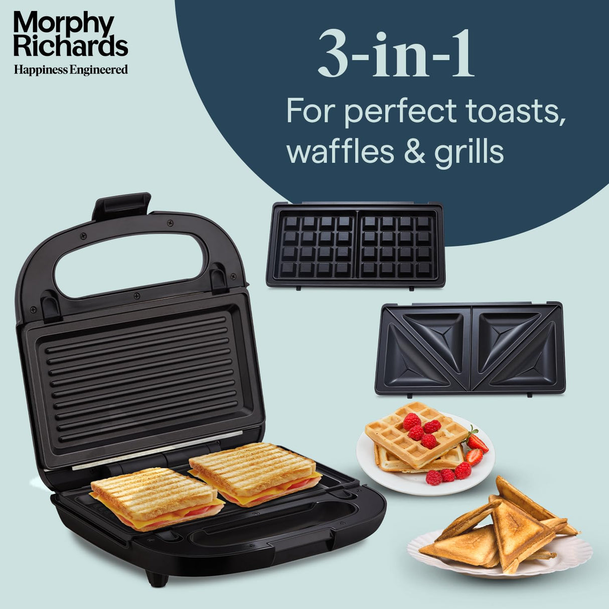 Morphy Richards 3in1 750-Watt Luxe Rose TWG (Toast Waffle Grill) Sandwich Maker