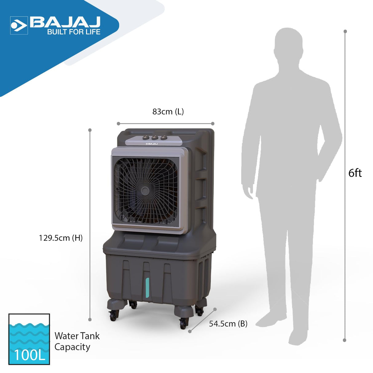 Bajaj XForce 100 Litre Semi Commercial Air Cooler | Grey