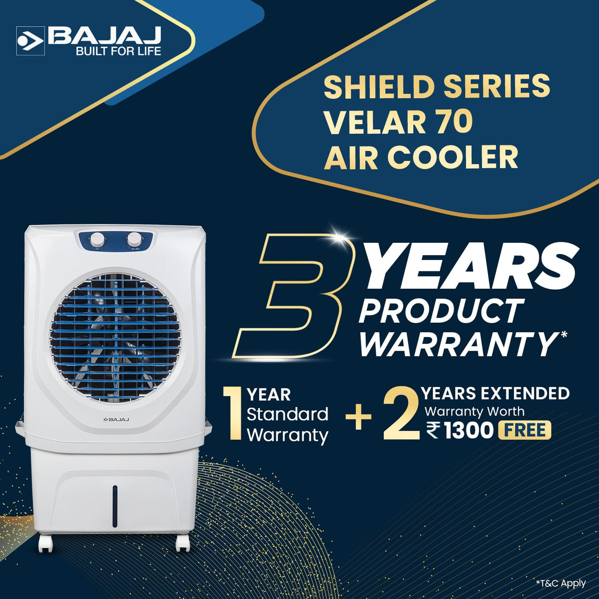 Bajaj Shield Series Velar 70L Desert Air Cooler White
