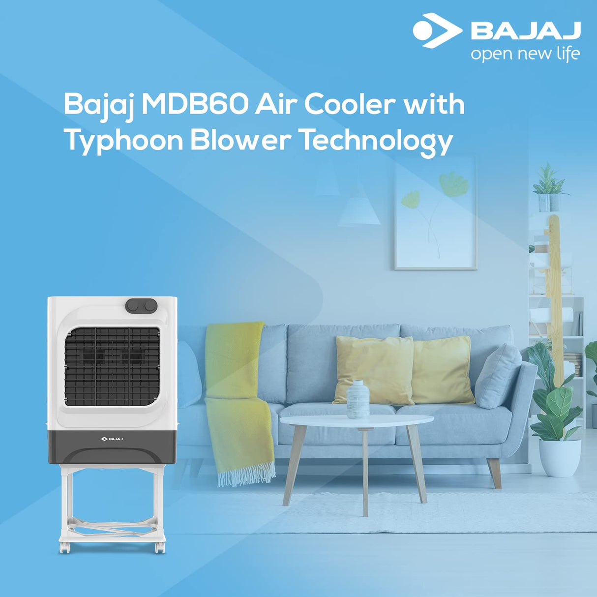 Bajaj MDB 60L Desert Air Cooler with Typhoon Blower Technology White
