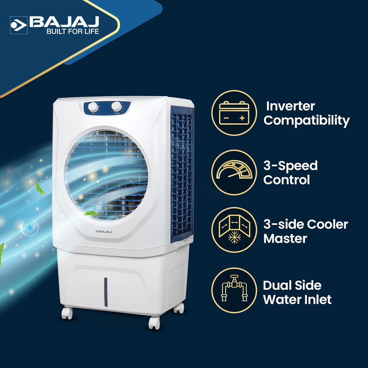 Bajaj Shield Series Velar 70L Desert Air Cooler White