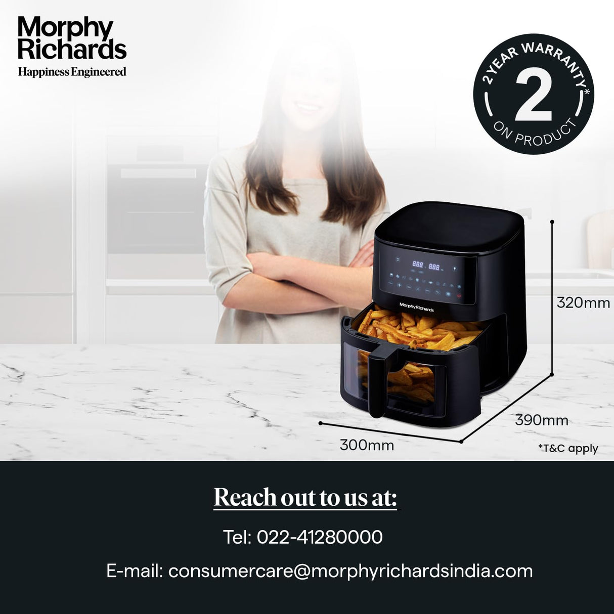 Morphy Richards Crystal Crysp transparent 6.5 Litre Air fryer oven (Black)