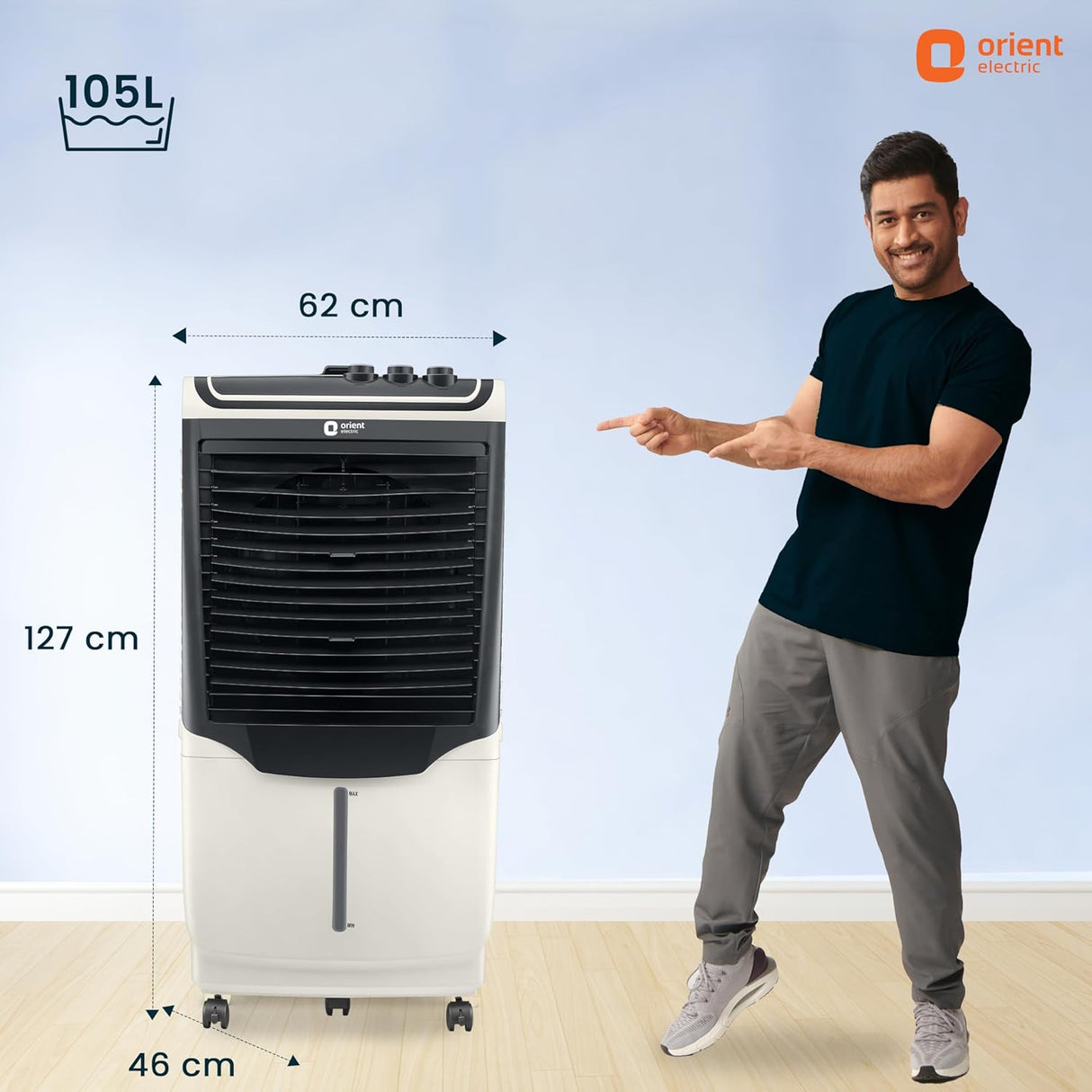 Orient Electric Snowbreeze Pro 105 Litre Desert Air Cooler | Noiseless Air Cooler For Room | White & Grey