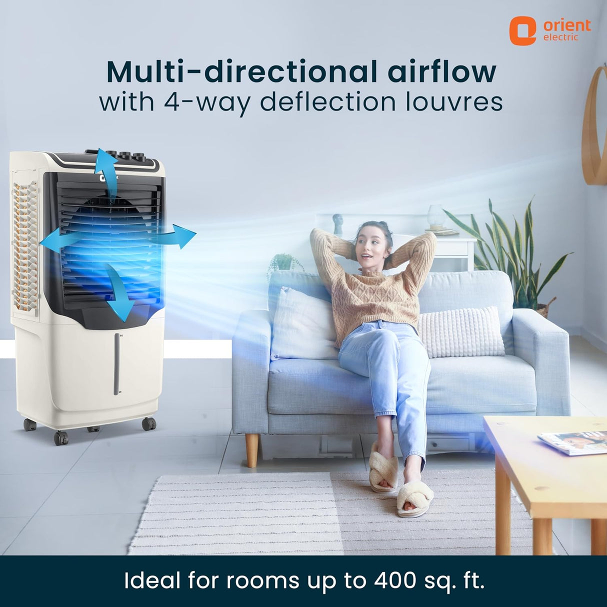 Orient Electric Snowbreeze Pro 105 Litre Desert Air Cooler | Noiseless Air Cooler For Room | White & Grey